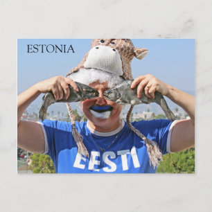 Roligt Fishy/Goofy Ansikte Estonia Postcard! Vykort
