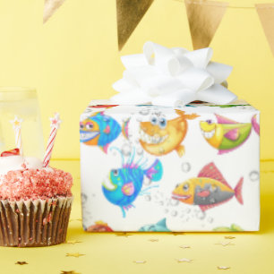 Roligt fisk i bubblor presentpapper