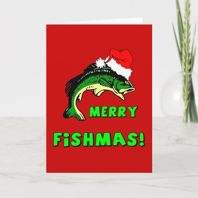 Roligt fiska för jul helgkort (Framsida)