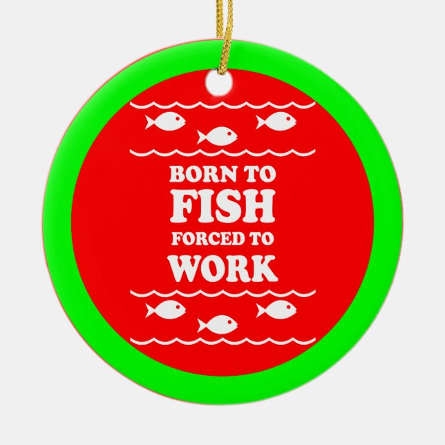 Roligt fiske julgransprydnad keramik (Framsidan)