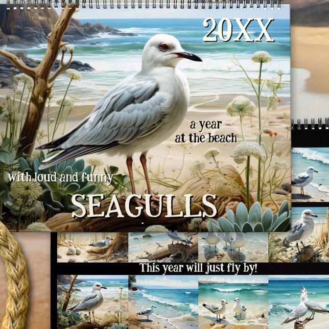 Roligt Fiskmås Art Kustvatten Kalender (A fine art calendar featuring paintings of seagulls. Great for anyone who loves birds and beach)