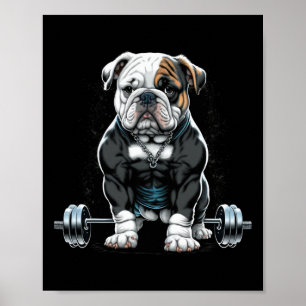 Roligt Fitness Gym Bulldog för viktande Hund Poster