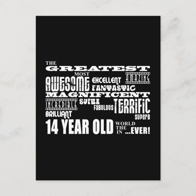 Roligt fjortonde Födelsedagsfesten Underbarare fjo Inbjudan Vykort (Framsida)