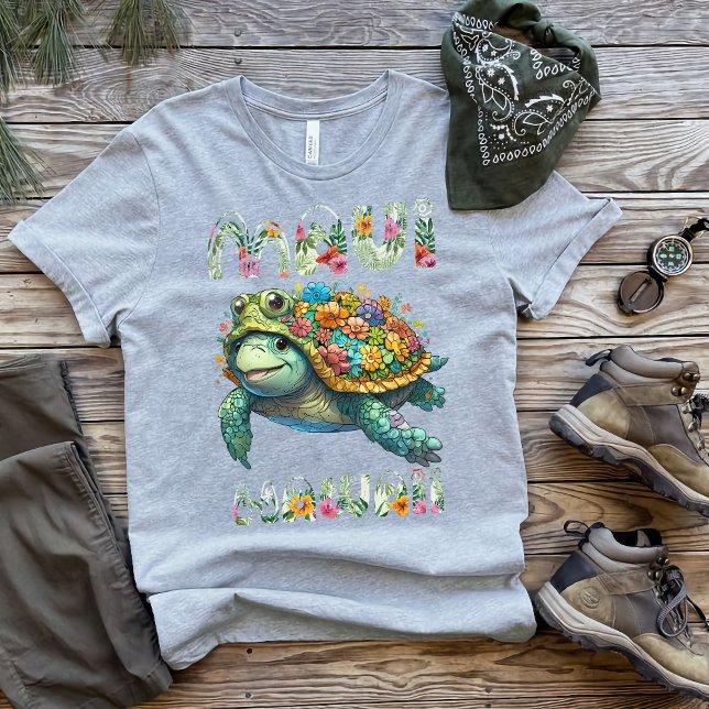 Roligt & Flair Maui Turtle Hibiscus Hawaii T Shirt (Skapare uppladdad)