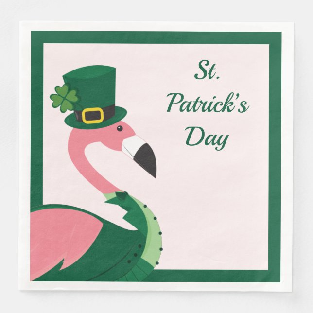 Roligt Flamingo Animal Rosa St Patrick's Day Pappersservett (Framsida)