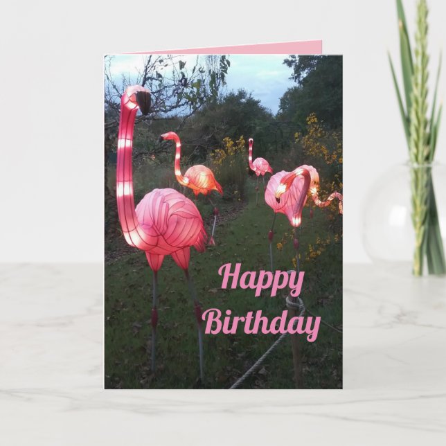 Roligt Flamingo Birthday Card Kort (Framsida)