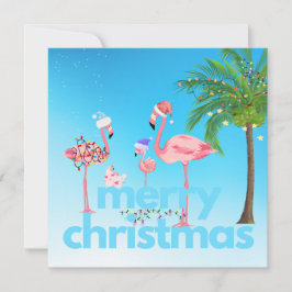 Roligt Flamingo-familjens julkort