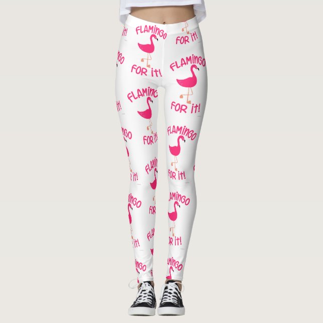 Roligt Flamingo för IT Tropical Bird Mönster Leggings (Framsida)