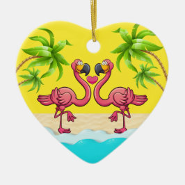 Roligt Flamingo Kärlek Julgransprydnad Keramik