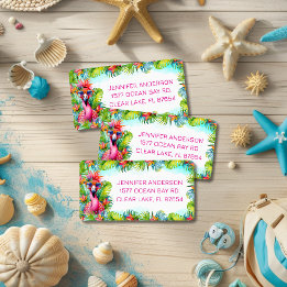 Roligt Flamingo Tropical Studenten Returadress Adressetikett