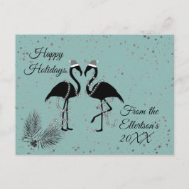 Roligt Flamingos Jul Glittery Stars Helg Vykort