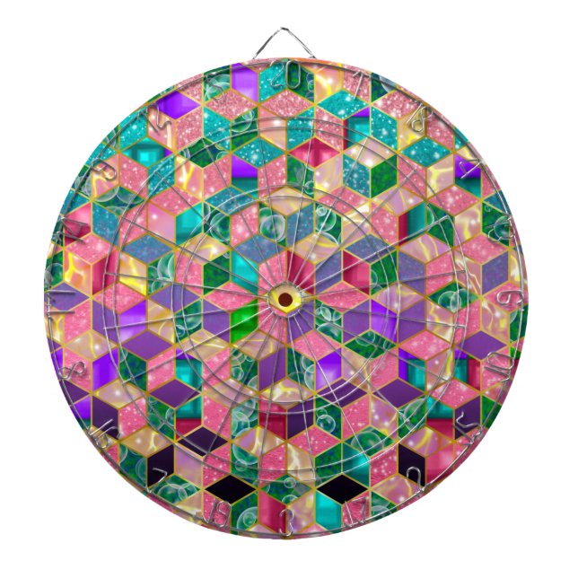 Roligt flerblandad diagonalformad hexagon darttavla (Framsidan)