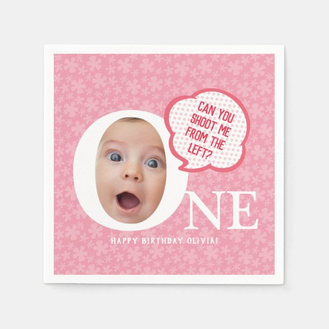 Roligt Flicka Photo Collage Personaliz Pappersservett (Framsidan)