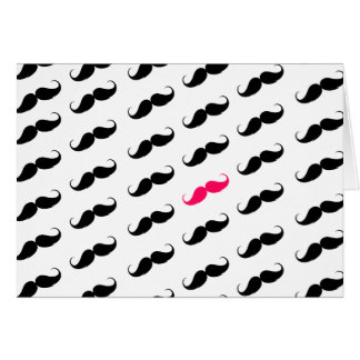 Roligt flickaktigt rosa och svart mustaschmönster OBS kort