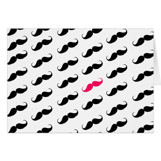 Roligt flickaktigt rosa och svart mustaschmönster OBS kort (Framsidan Horizontal)