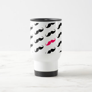 Roligt flickaktigt rosa och svart mustaschmönster resemugg