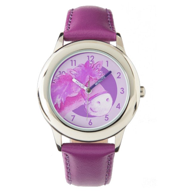 Roligt-flickors ponny/lila-handklocka armbandsur (Framsida)