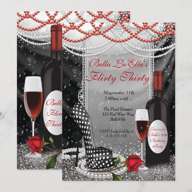 Roligt Flirty Födelsedagsfest inbjudan (Fram/baksida)