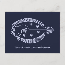 Roligt Flounder Fish in Light Lila on Deepest Blue Vykort