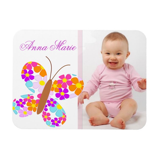 Roligt "Flower Butterfly" Baby-meddelande Magnet (Horisontell)