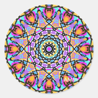 Roligt Flower Kaleidoscope Runt Klistermärke