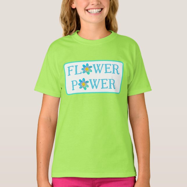 Roligt Flower Power Girls' T-Shirt (Framsida)