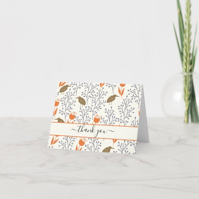 Roligt Flowers, Bird Silhouette, Tack (Framsida)
