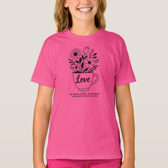 Roligt Flowers i ett te kopp T Shirt (Framsida)