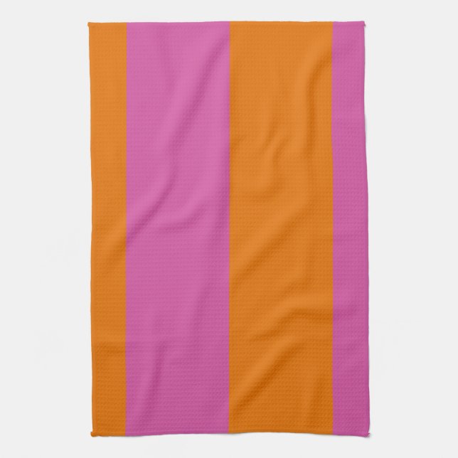 Roligt Flowers rand rosa orange Tea Towel Kökshandduk (Vertikal)