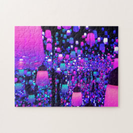 Roligt Fluro Ljus Bright Lamp Rosa Lila Challenge Pussel