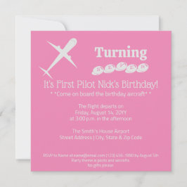 Roligt Flygplanspilot Barns födelsedag Party Rosa Inbjudningar