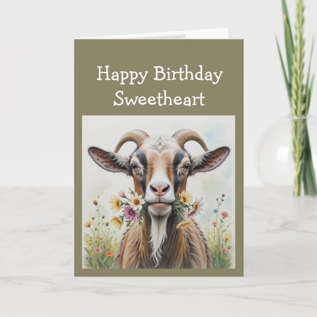 Roligt födelsedag, från den gamle Goat som Kärlek  Kort (Framsida)