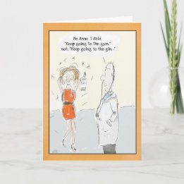 Roligt födelsedagkort: Gin eller idrottshall? Kort