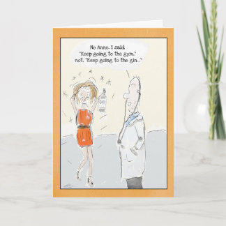 Roligt födelsedagkort: Gin eller idrottshall? Kort