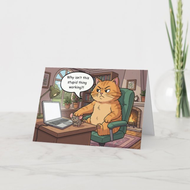 Roligt Födelsedags Kort för Katt (Framsida)