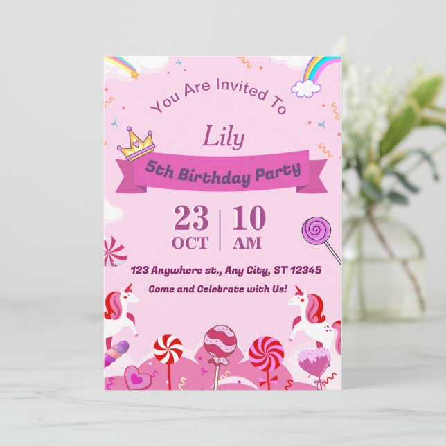 Roligt Födelsedagsfest inbjudan (Stående Fram)