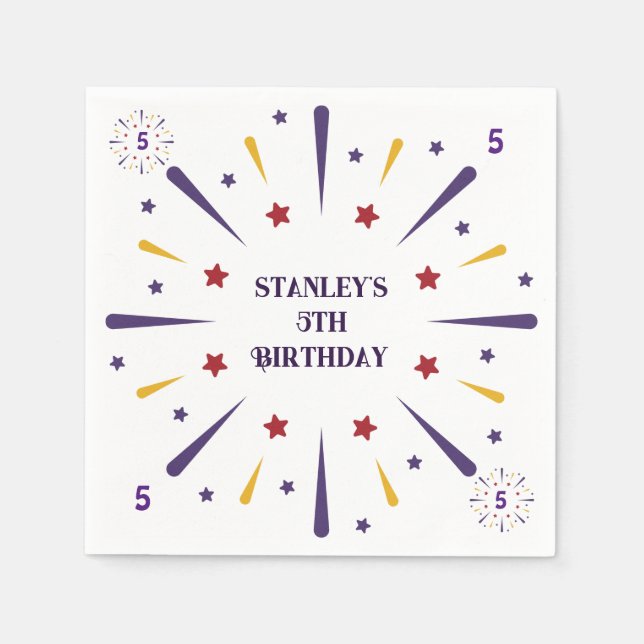 Roligt Födelsedagsfest med färgstark stjärna Pappersservett (Framsidan)