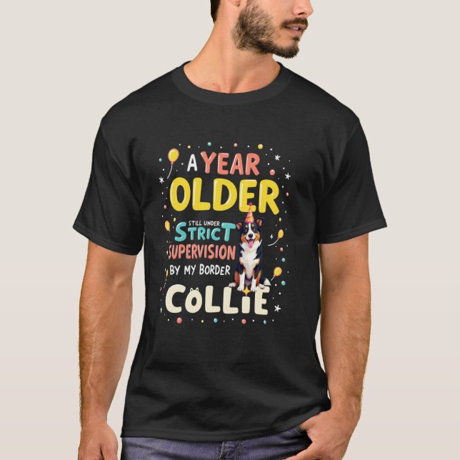 Roligt födelsedagspresent Border Collie Hund T Shirt (Framsida)