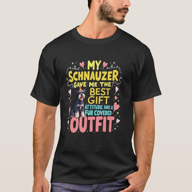 Roligt födelsedagspresent Schnauzer Hund T Shirt (Framsida)
