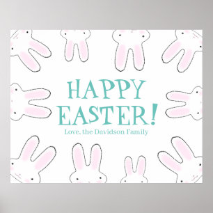 roligt för anpassningsbar av glad påsk söt bunny poster