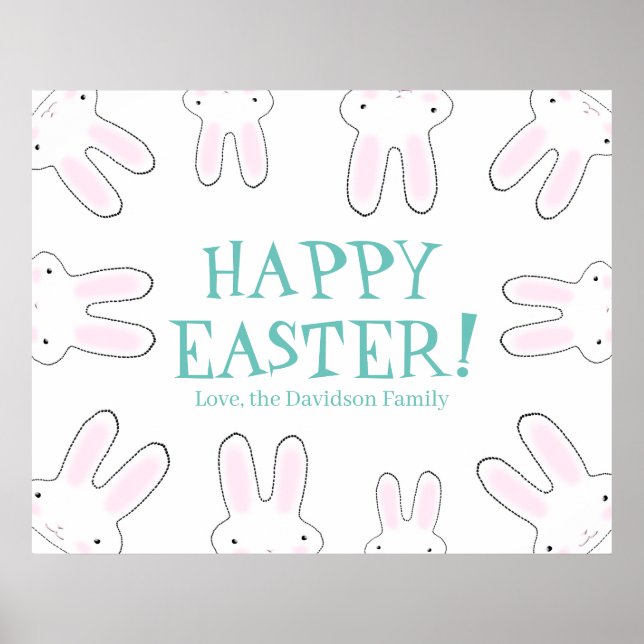 roligt för anpassningsbar av glad påsk söt bunny  poster (Framsidan)