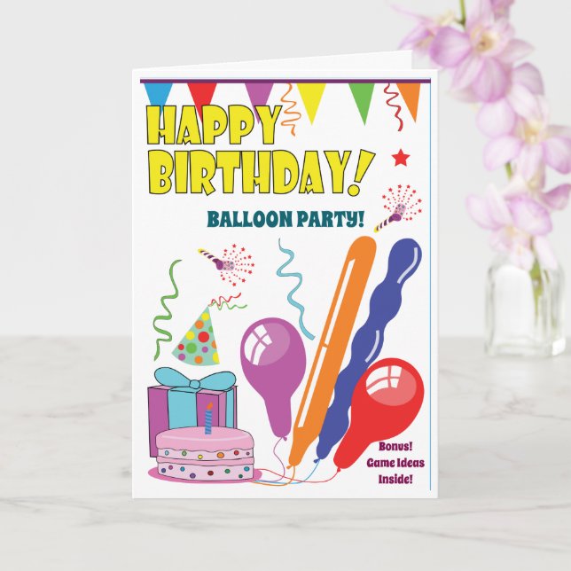 Roligt för BALLOON-födelsedagskort, för barn Kort (Orkide)