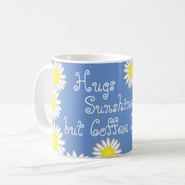 Roligt för blå Gult och vit Daisy Kaffemugg (Framsida vänster)