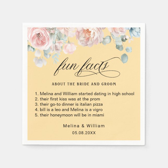 Roligt för Blommigt av  Rosa i Bröllop Pappersservett (Framsidan)