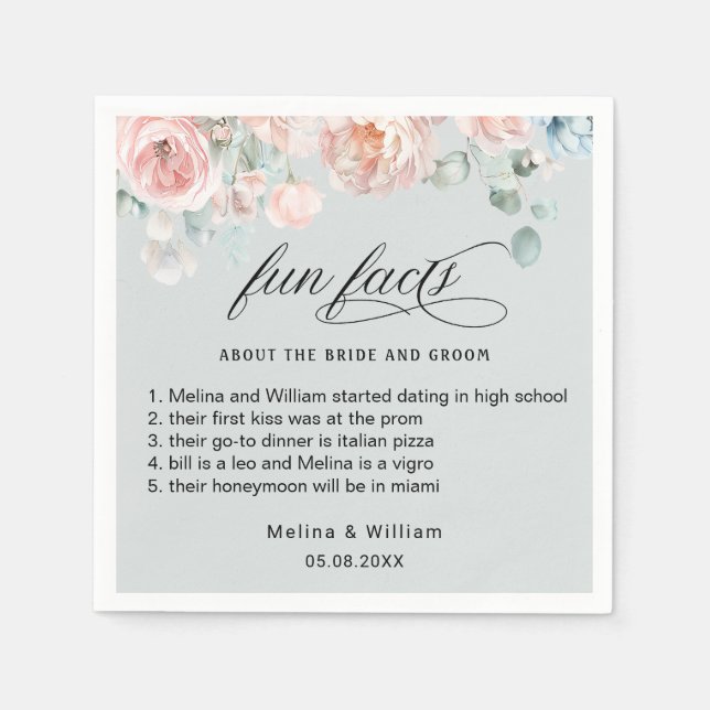 Roligt för Blommigt av  Rosa i Bröllop Pappersservett (Framsidan)