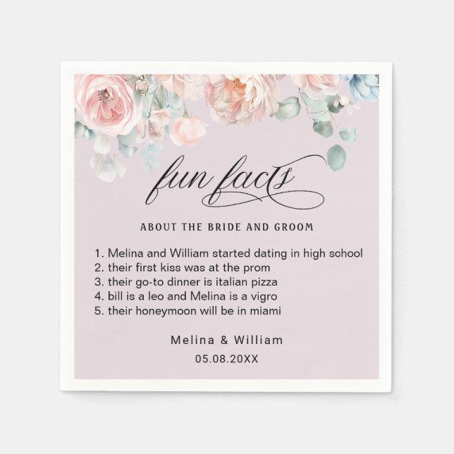 Roligt för Blommigt av  Rosa i Bröllop Pappersservett (Framsidan)