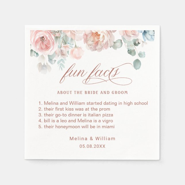 Roligt för Blommigt av  Rosa i Bröllop Pappersservett (Framsidan)