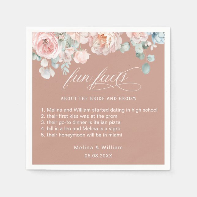 Roligt för Blommigt av  Rosa i Bröllop Pappersservett (Framsidan)