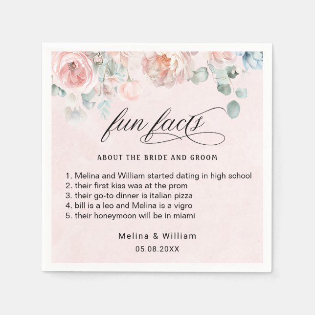 Roligt för Blommigt av  Rosa i Bröllop Pappersservett (Framsidan)