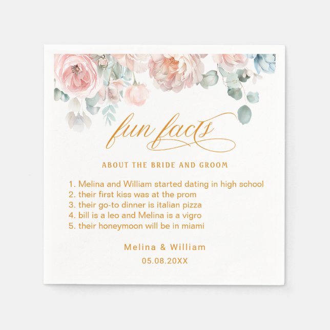 Roligt för Blommigt av  Rosa i Bröllop Pappersservett (Framsidan)